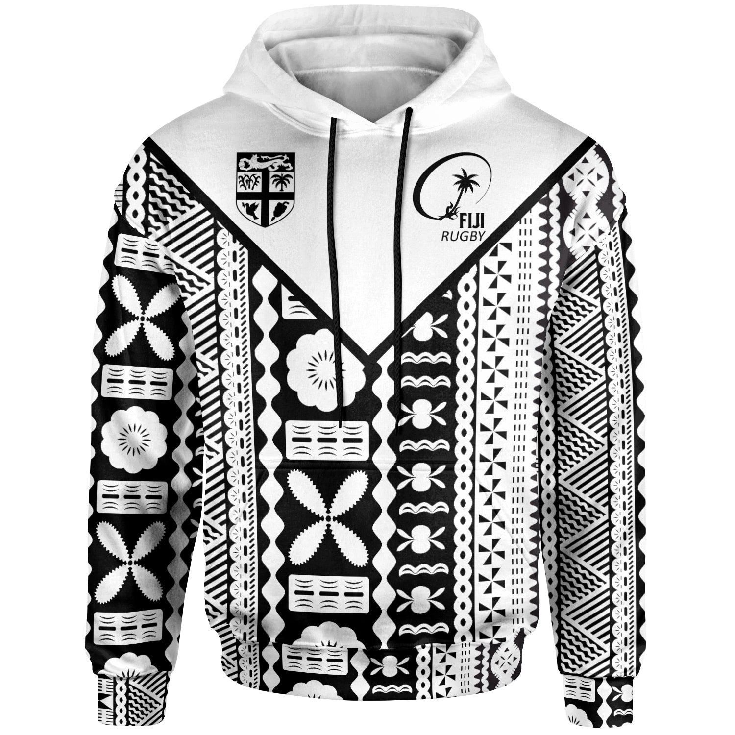 Fiji Rugby Tapa Hoodie - Fiji Flag Coat Of Arms Pattern