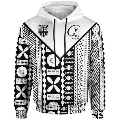Fiji Rugby Tapa Hoodie - Fiji Flag Coat Of Arms Pattern