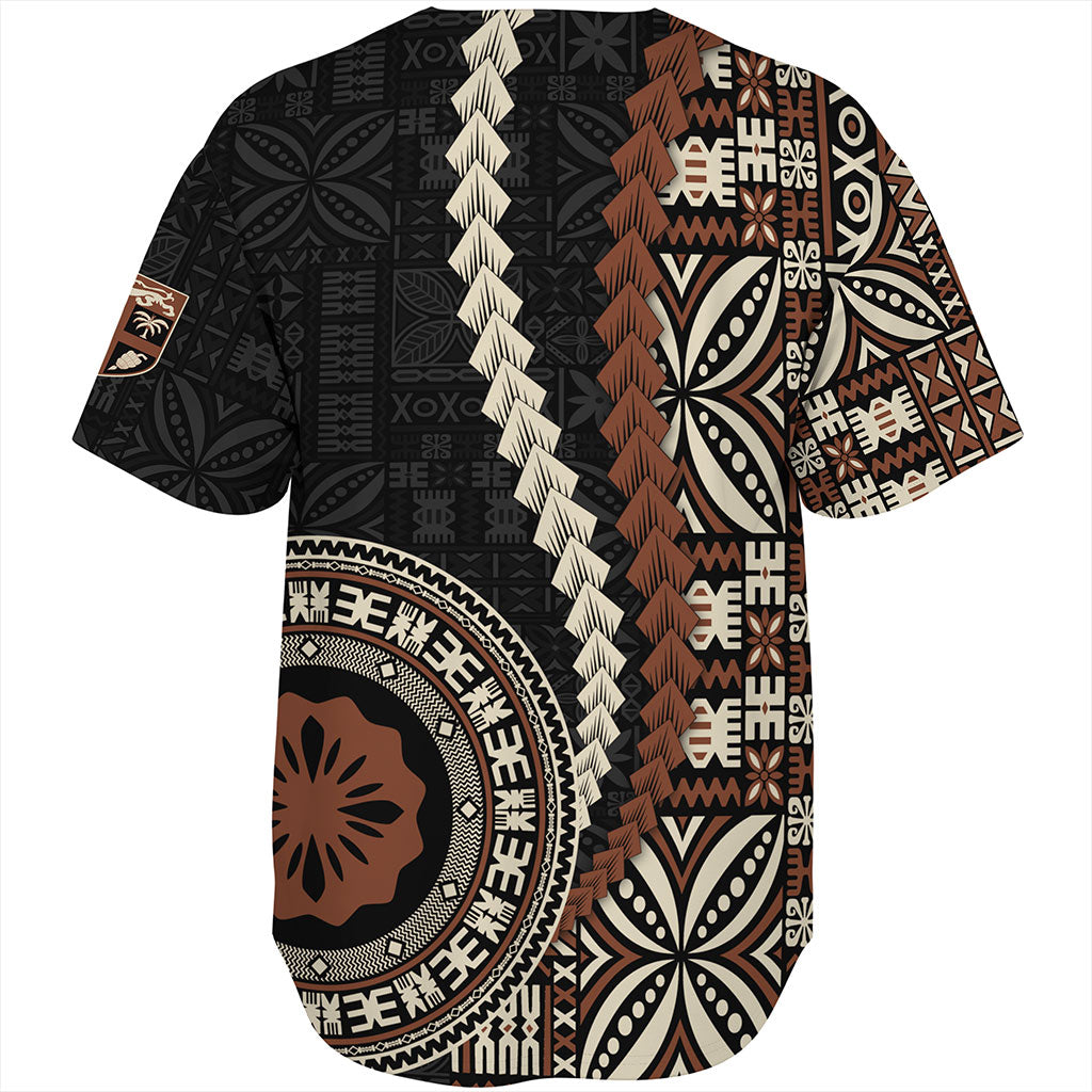 Fiji Baseball Shirt Kesakesa Masi Diamond Tapa Tribal