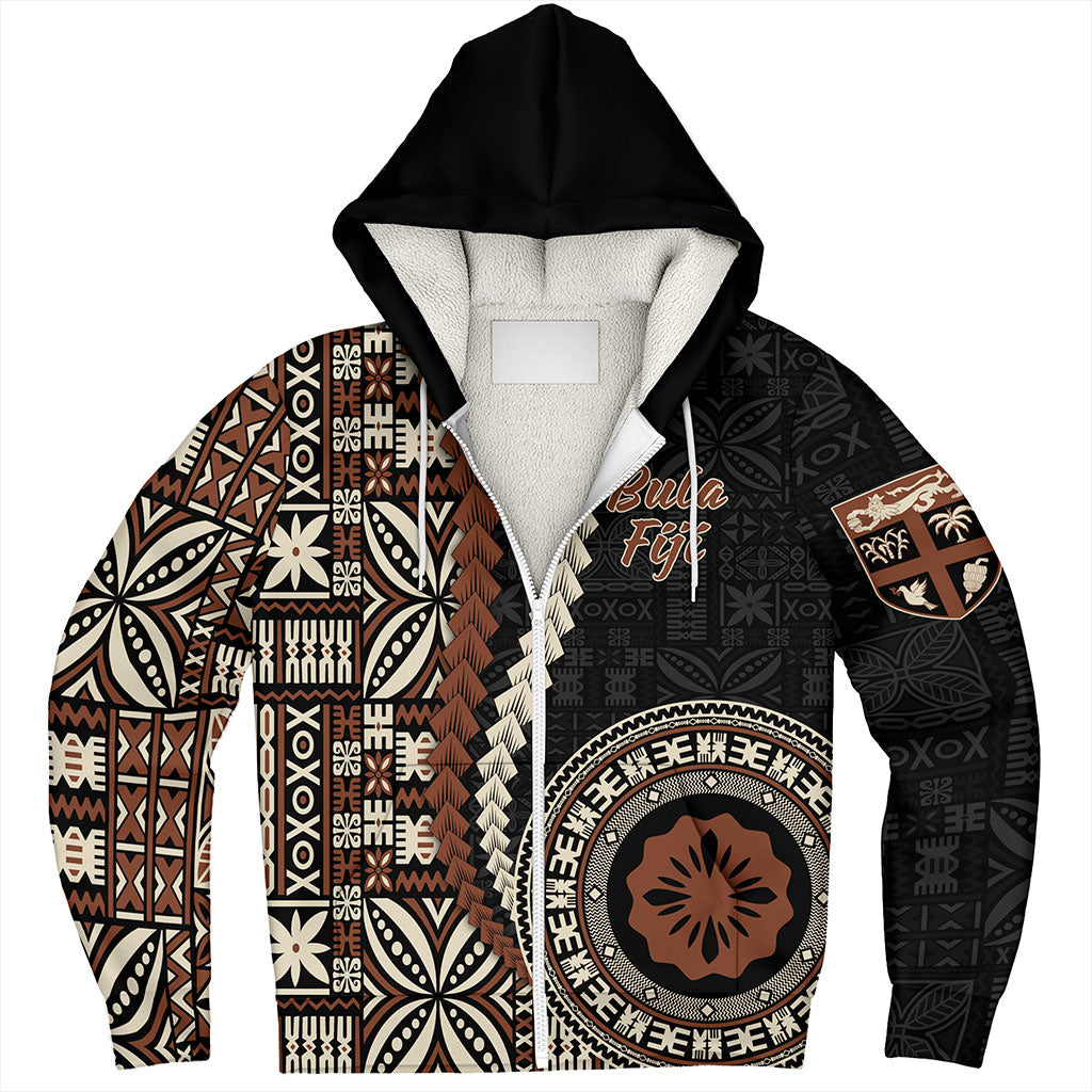 Fiji Sherpa Hoodie Kesakesa Masi Diamond Tapa Tribal
