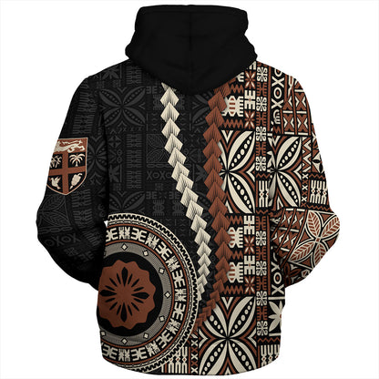 Fiji Sherpa Hoodie Kesakesa Masi Diamond Tapa Tribal