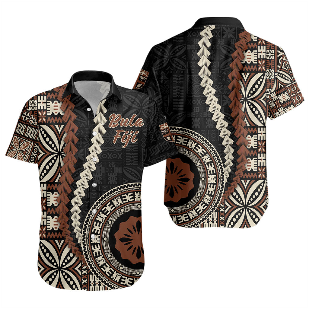 Fiji Short Sleeve Shirt Kesakesa Masi Diamond Tapa Tribal