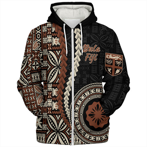 Fiji Sherpa Hoodie Kesakesa Masi Diamond Tapa Tribal