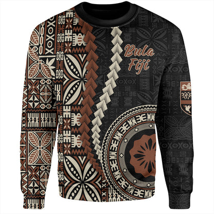 Fiji Sweatshirt Kesakesa Masi Diamond Tapa Tribal