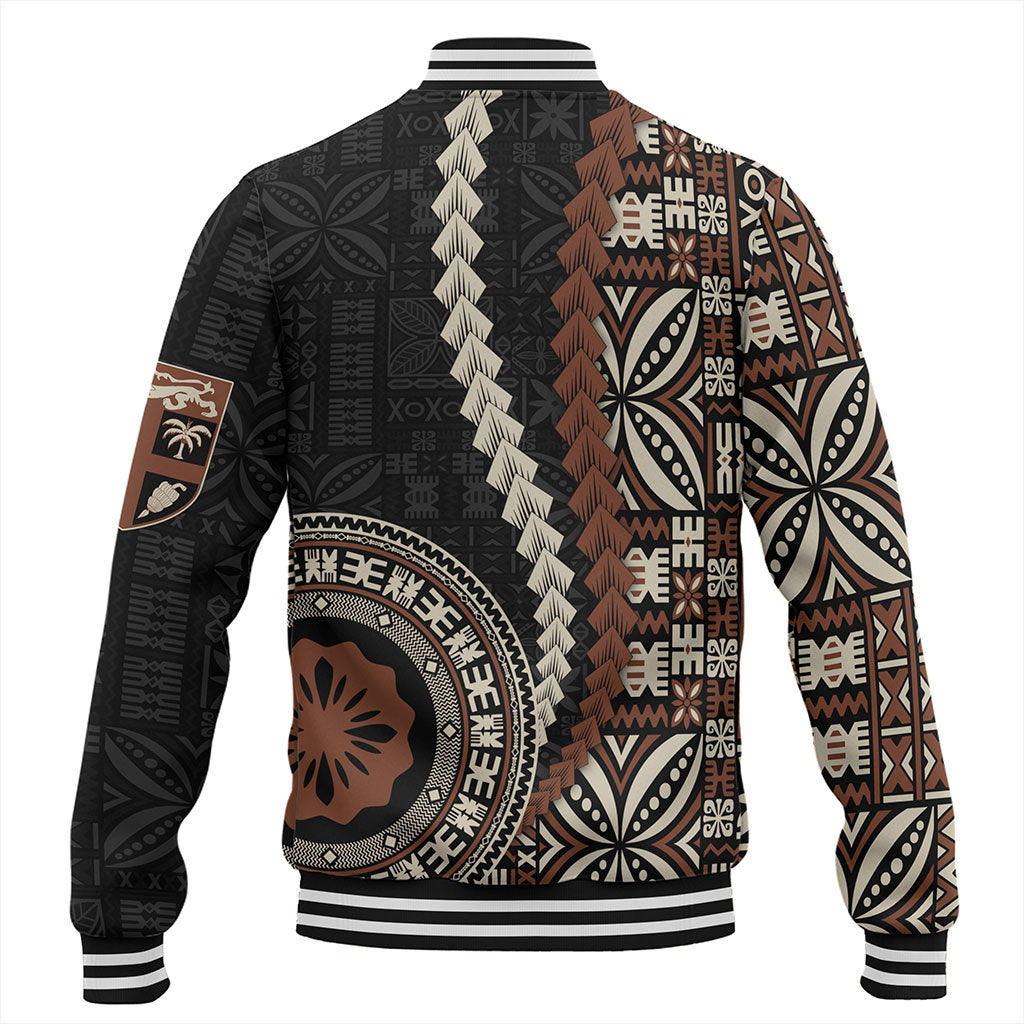 Fiji Baseball Jacket Kesakesa Masi Diamond Tapa Tribal