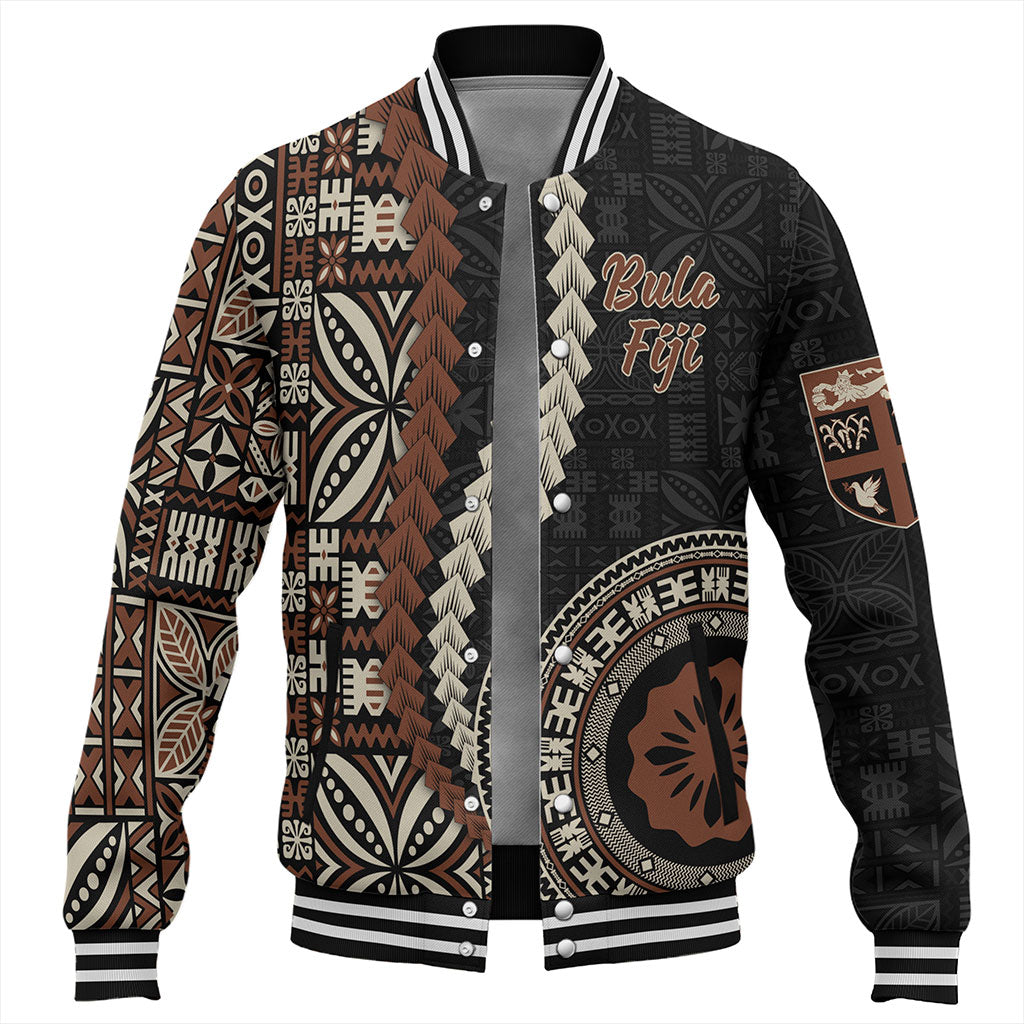 Fiji Baseball Jacket Kesakesa Masi Diamond Tapa Tribal