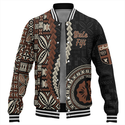 Fiji Baseball Jacket Kesakesa Masi Diamond Tapa Tribal