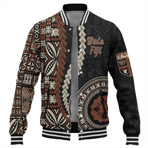 Fiji Baseball Jacket Kesakesa Masi Diamond Tapa Tribal