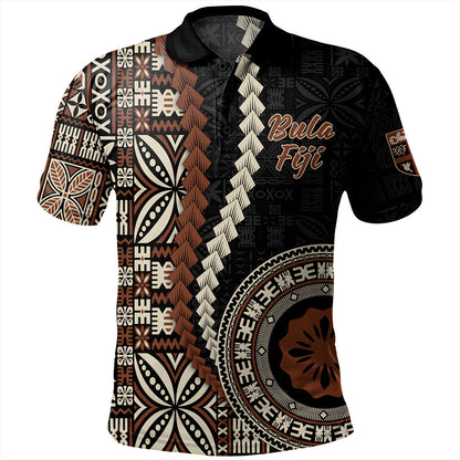 Fiji Polo Shirt Kesakesa Masi Diamond Tapa Tribal