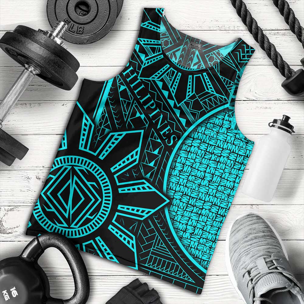 Philippines Tank Top - Filipino Pattern and Sun with Karagumoy