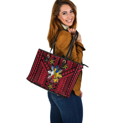 Philippines Filipino Sun And Stars Tribal Tattoo Patterns Style Leather Totes