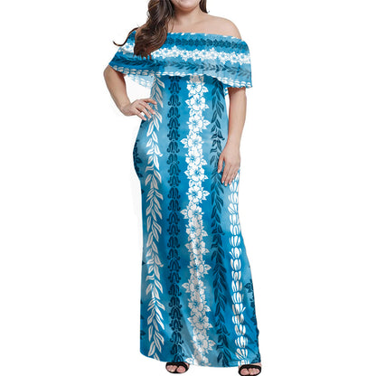 Hawaii Combo Off Shoulder Long Dress And Shirt Flower Lie Beautiful