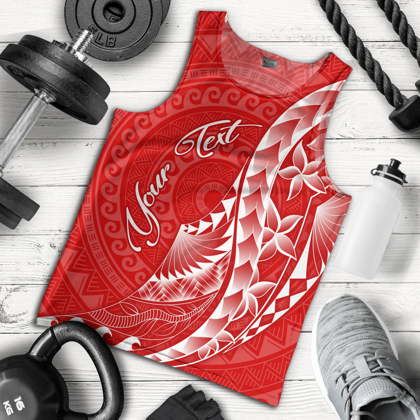 French Polynesia Custom Personalised Tank Top Coat Of Arms Tribal Patterns Style