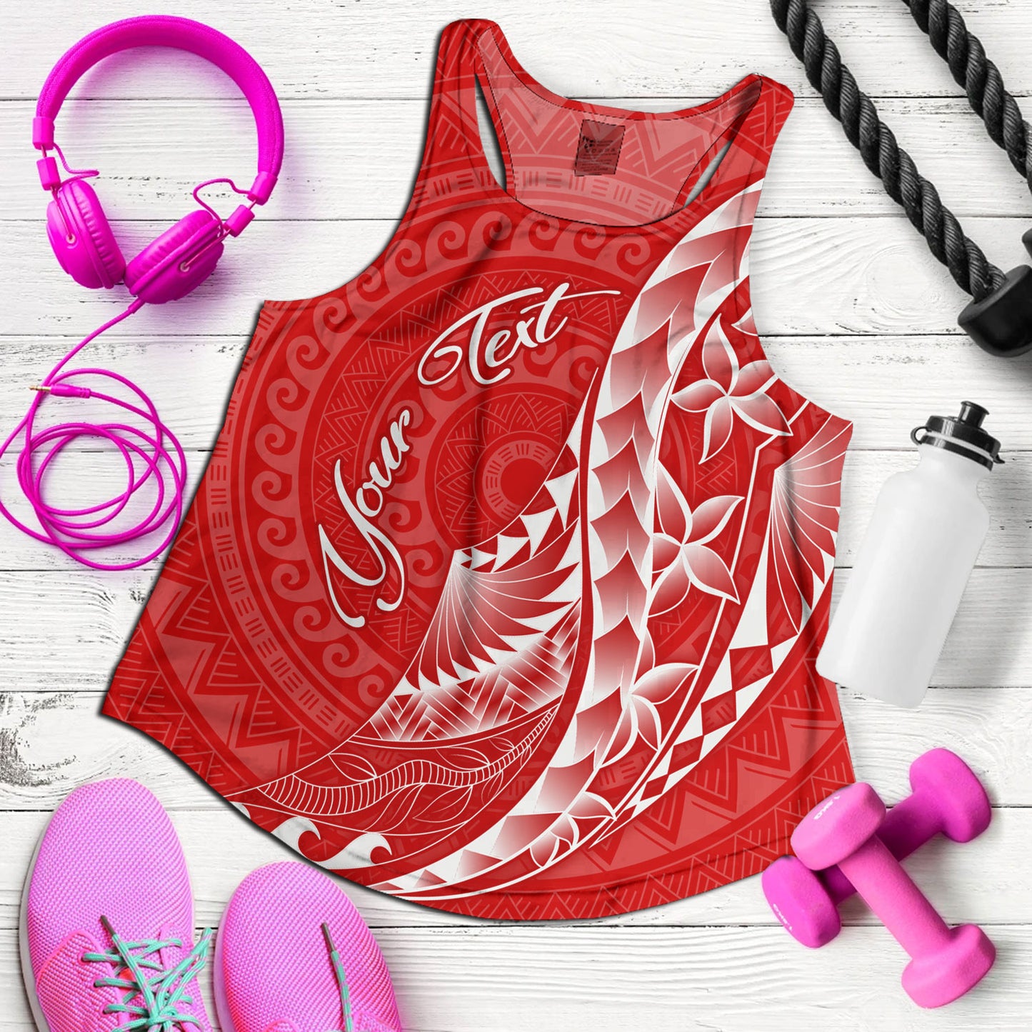 French Polynesia Custom Personalised Women Tank Coat Of Arms Tribal Patterns Style