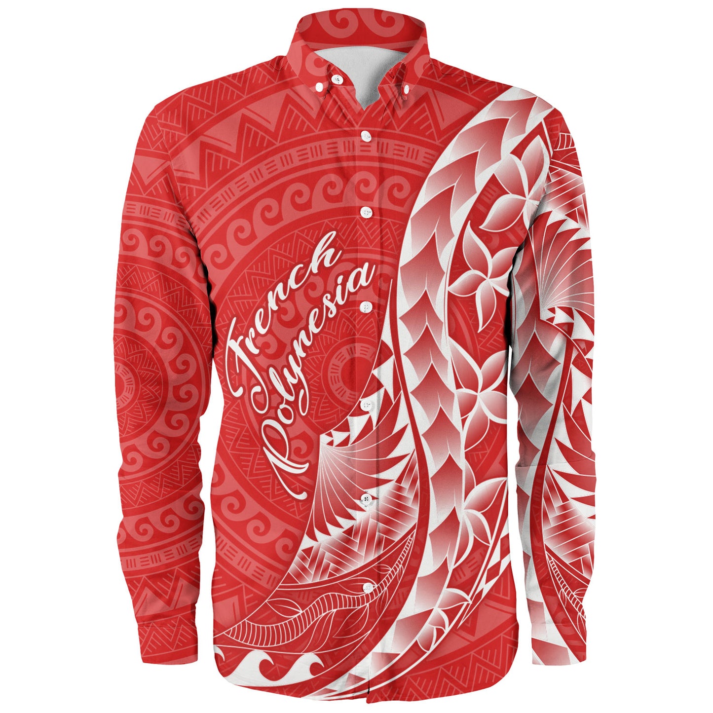 French Polynesia Custom Personalised Long Sleeve Shirt Coat Of Arms Tribal Patterns Style
