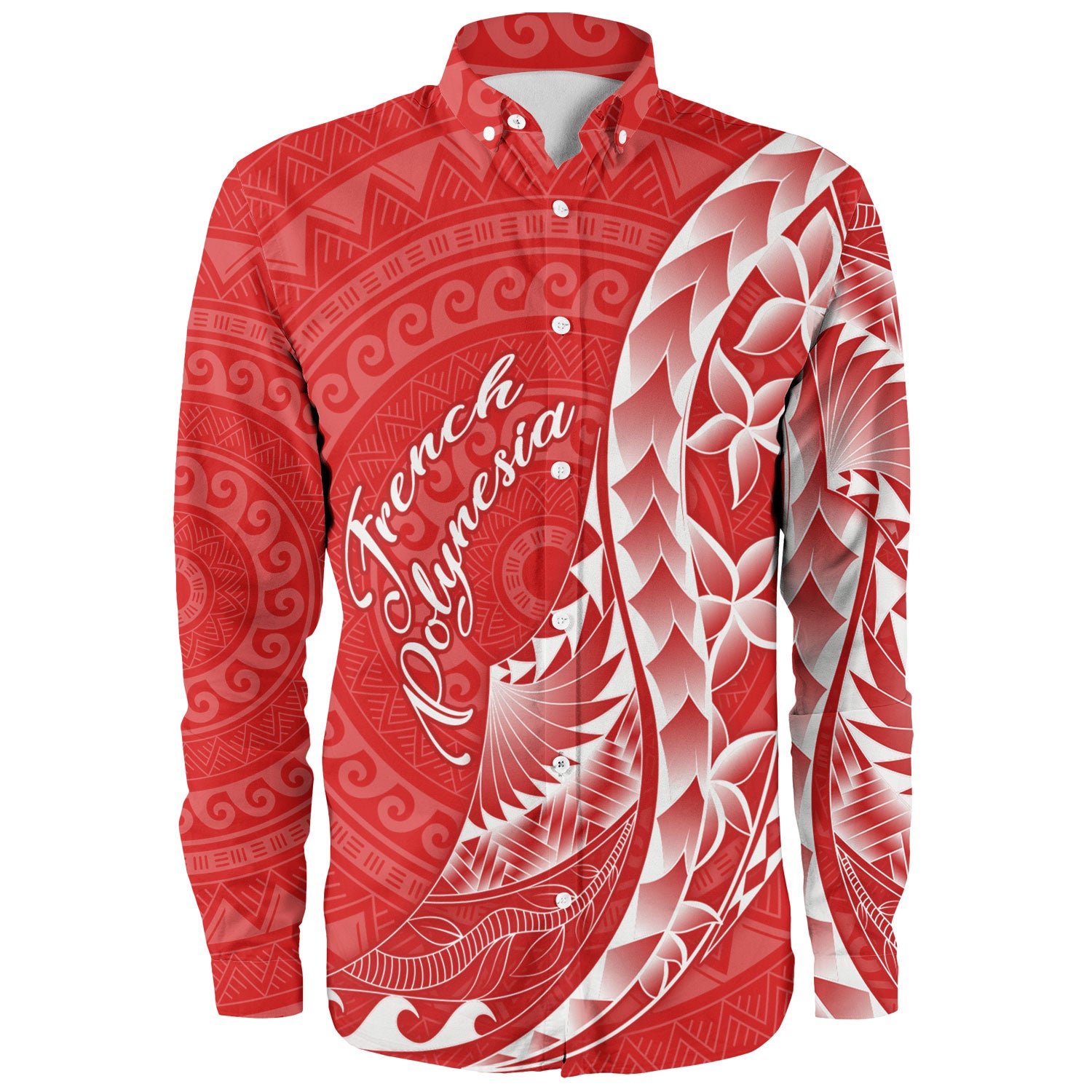 French Polynesia Custom Personalised Long Sleeve Shirt Coat Of Arms Tribal Patterns Style