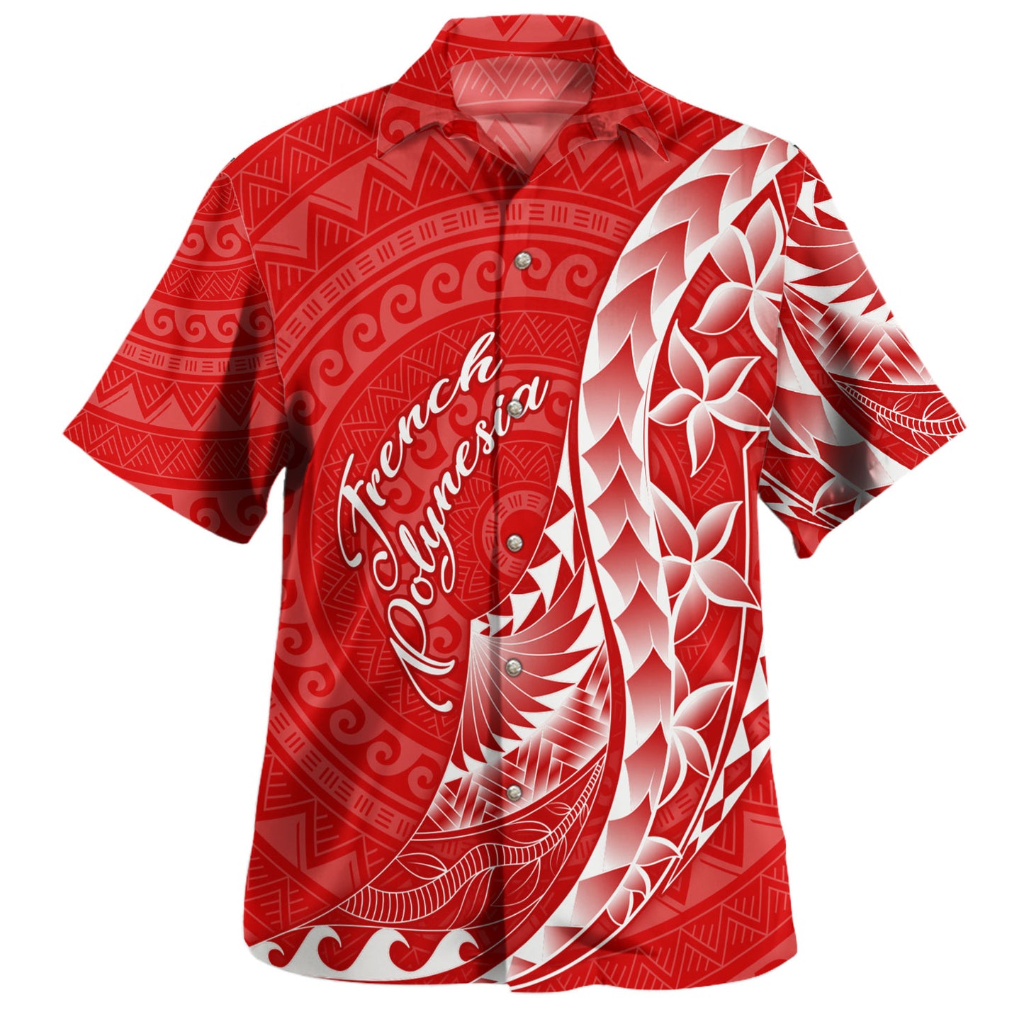 French Polynesia Custom Personalised Hawaiian Shirt Coat Of Arms Tribal Patterns Style