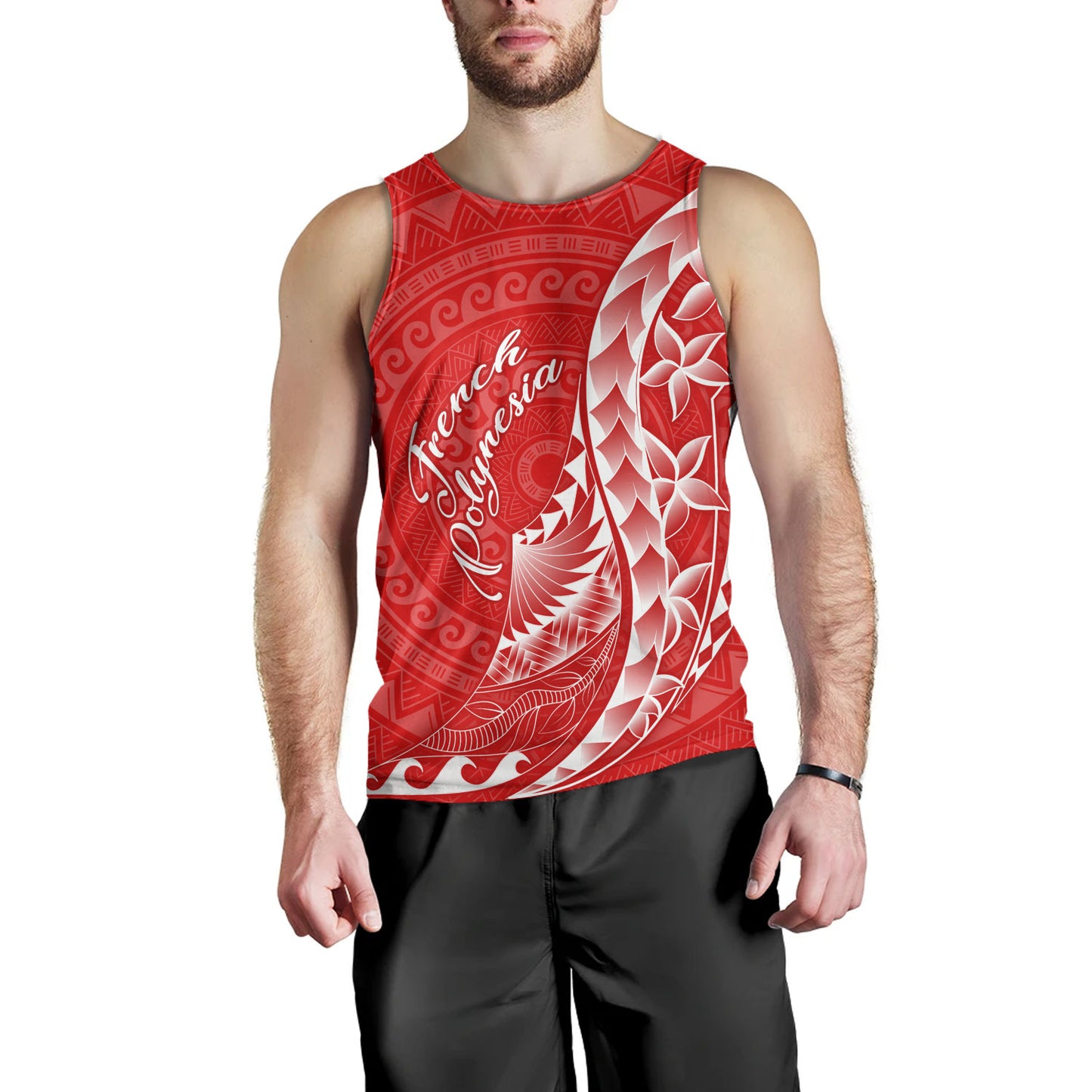 French Polynesia Custom Personalised Tank Top Coat Of Arms Tribal Patterns Style
