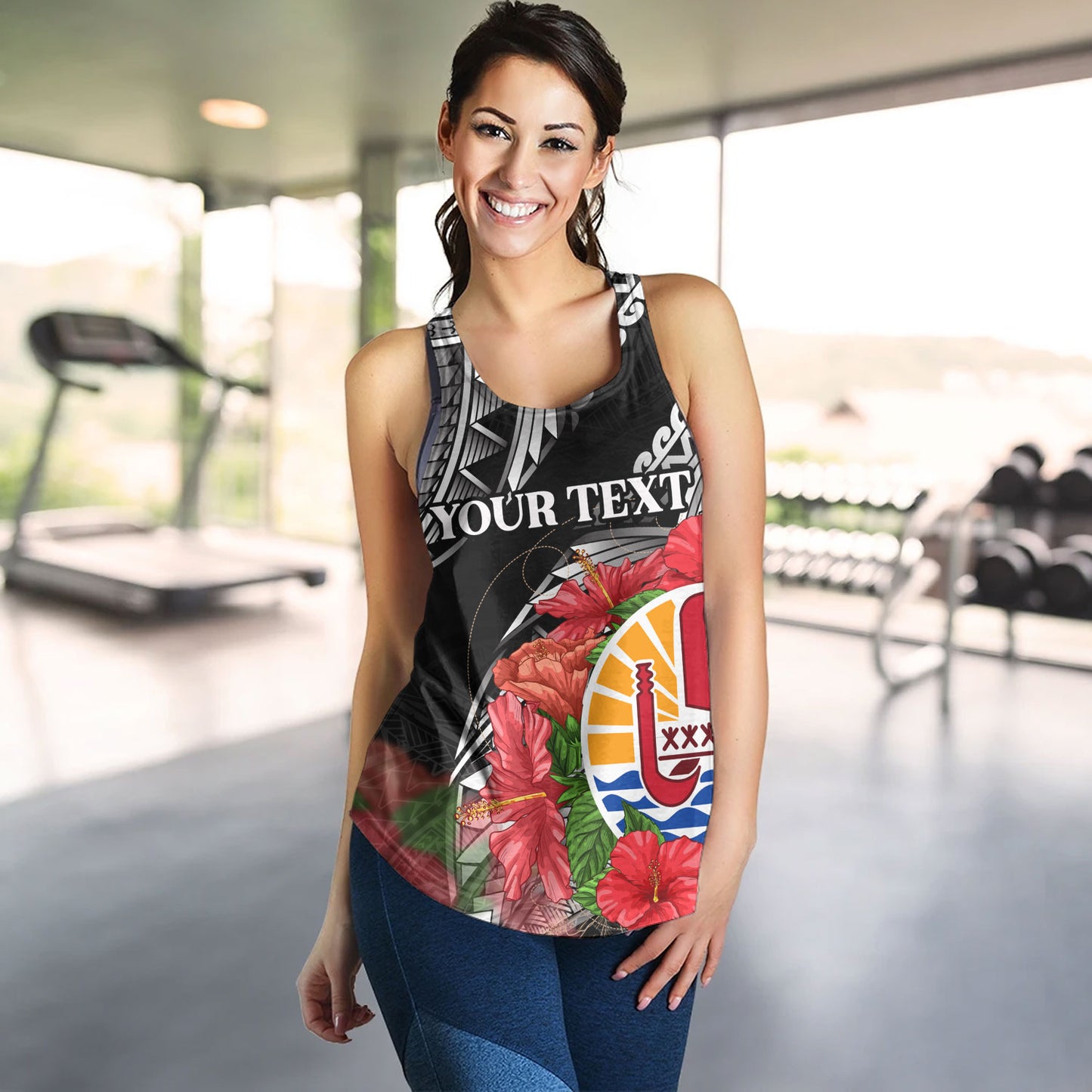French Polynesia Custom Personalised Women Tank Seal Hibiscus Flowers Special Style