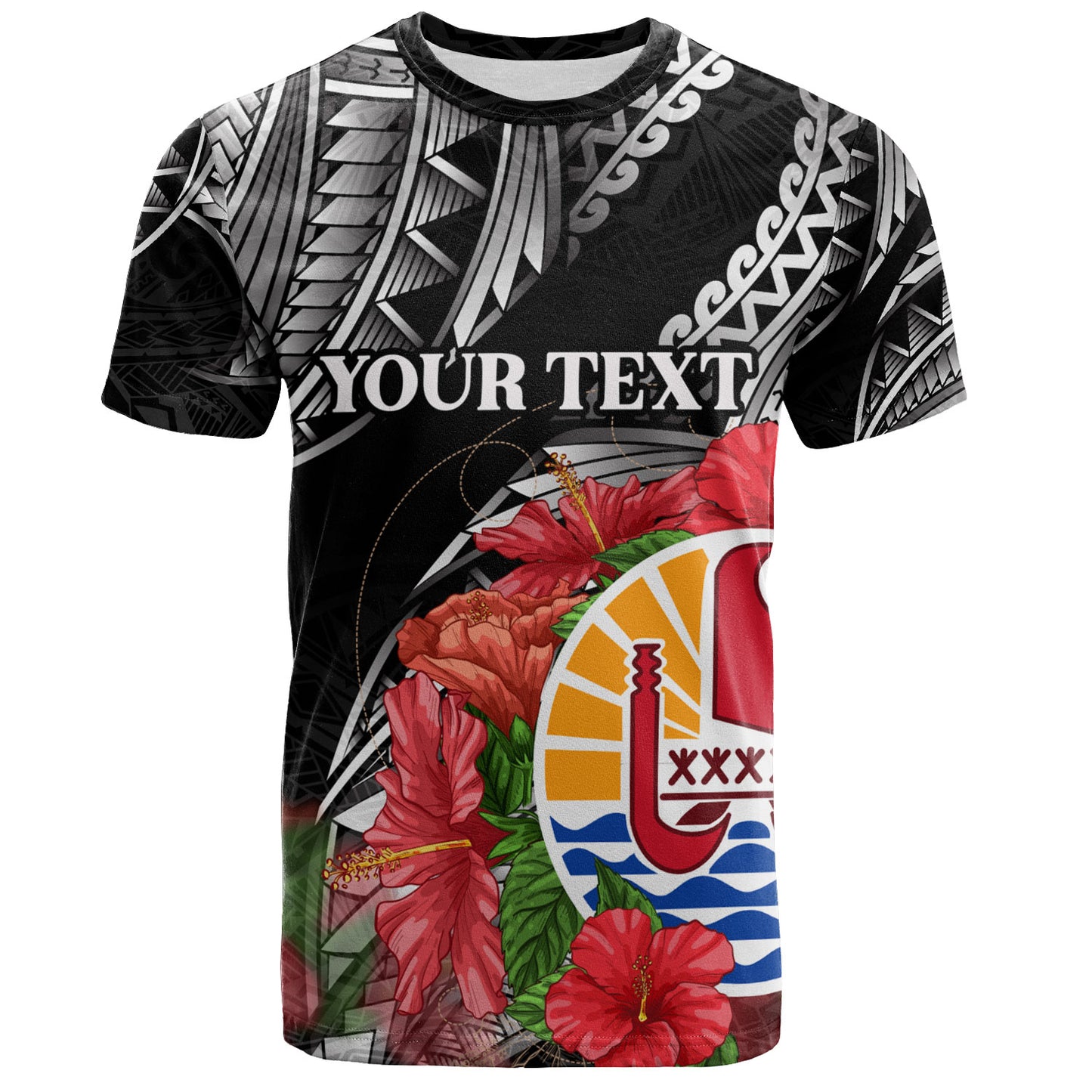 French Polynesia Custom Personalised T-Shirt Seal Hibiscus Flowers Special Style