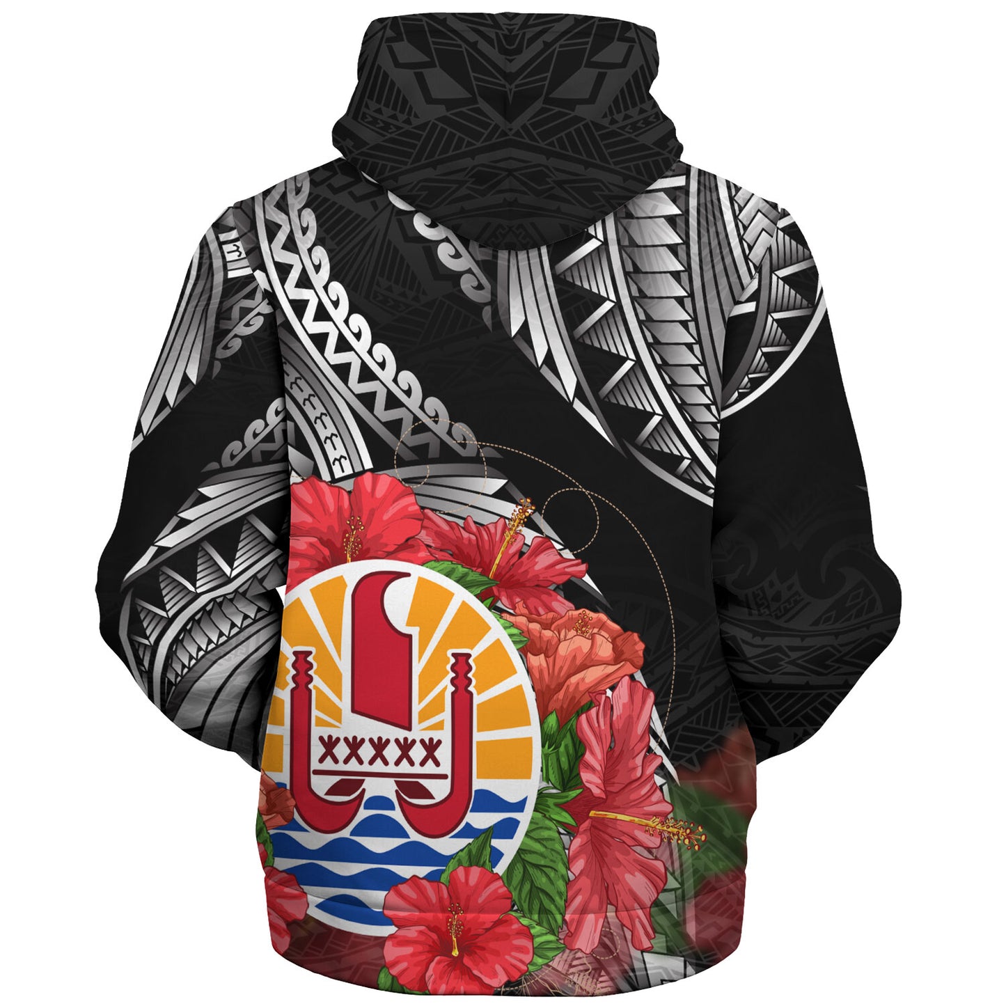 French Polynesia Custom Personalised Sherpa Hoodie Seal Hibiscus Flowers Special Style