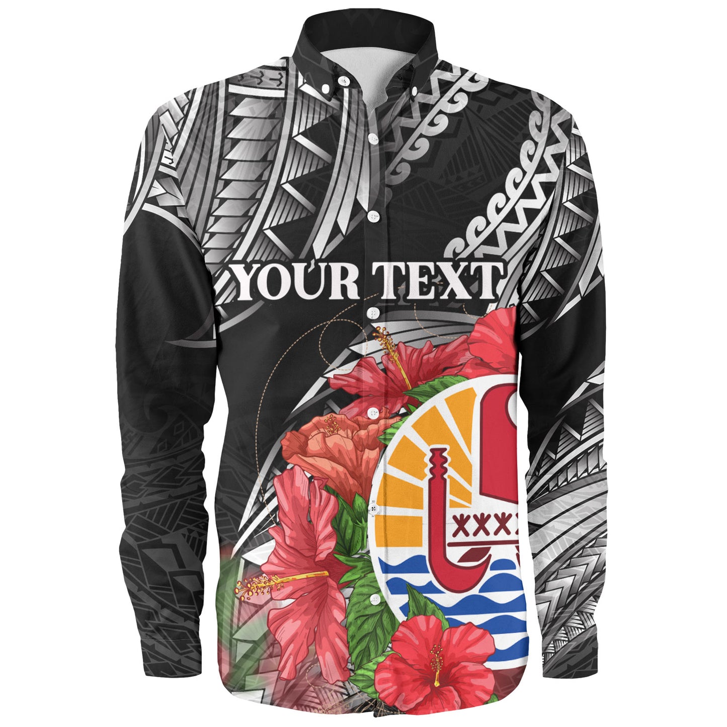 French Polynesia Custom Personalised Long Sleeve Shirt Seal Hibiscus Flowers Special Style