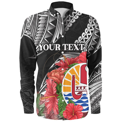French Polynesia Custom Personalised Long Sleeve Shirt Seal Hibiscus Flowers Special Style