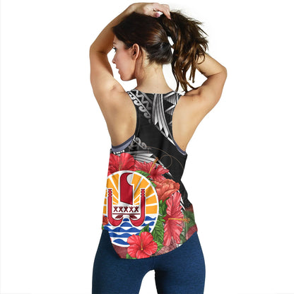 French Polynesia Custom Personalised Women Tank Seal Hibiscus Flowers Special Style