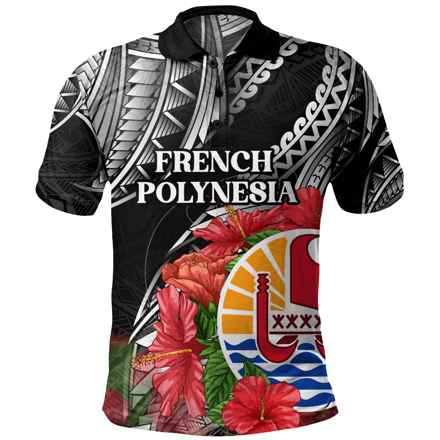 French Polynesia Custom Personalised Polo Shirt Seal Hibiscus Flowers Special Style
