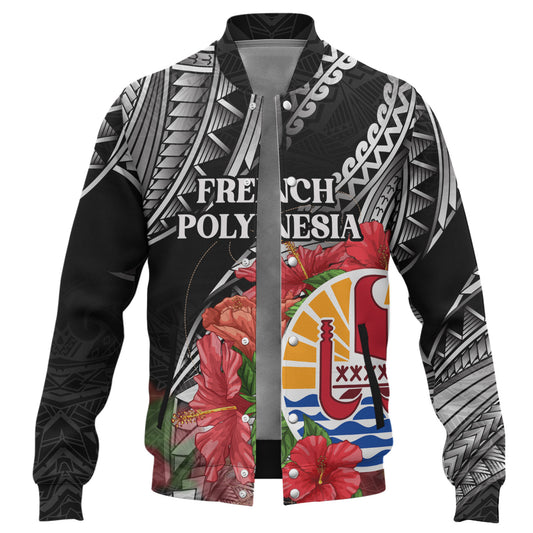 French Polynesia Custom Personalised Baseball Jacket Seal Hibiscus Flowers Special Style