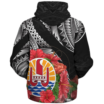 French Polynesia Custom Personalised Sherpa Hoodie Seal Hibiscus Flowers Special Style