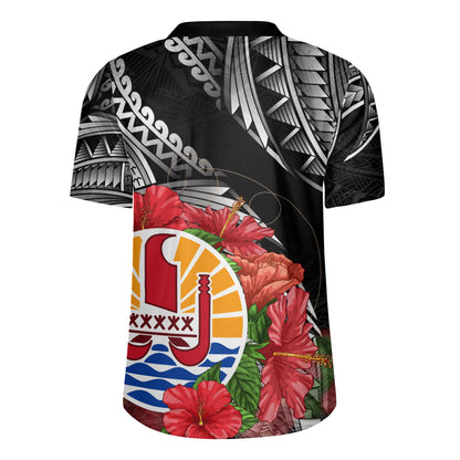 French Polynesia Custom Personalised Rugby Jersey Seal Hibiscus Flowers Special Style