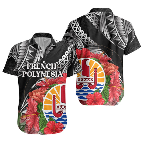 French Polynesia Custom Personalised Short Sleeve Shirt Seal Hibiscus Flowers Special Style