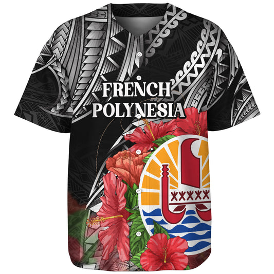 French Polynesia Custom Personalised Baseball Shirt Seal Hibiscus Flowers Special Style