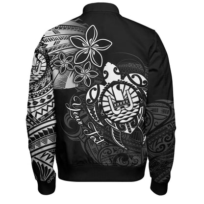 French Polynesia Custom Personalised Bomber Jacket Seal Turtle Plumeria Tribal Patterns