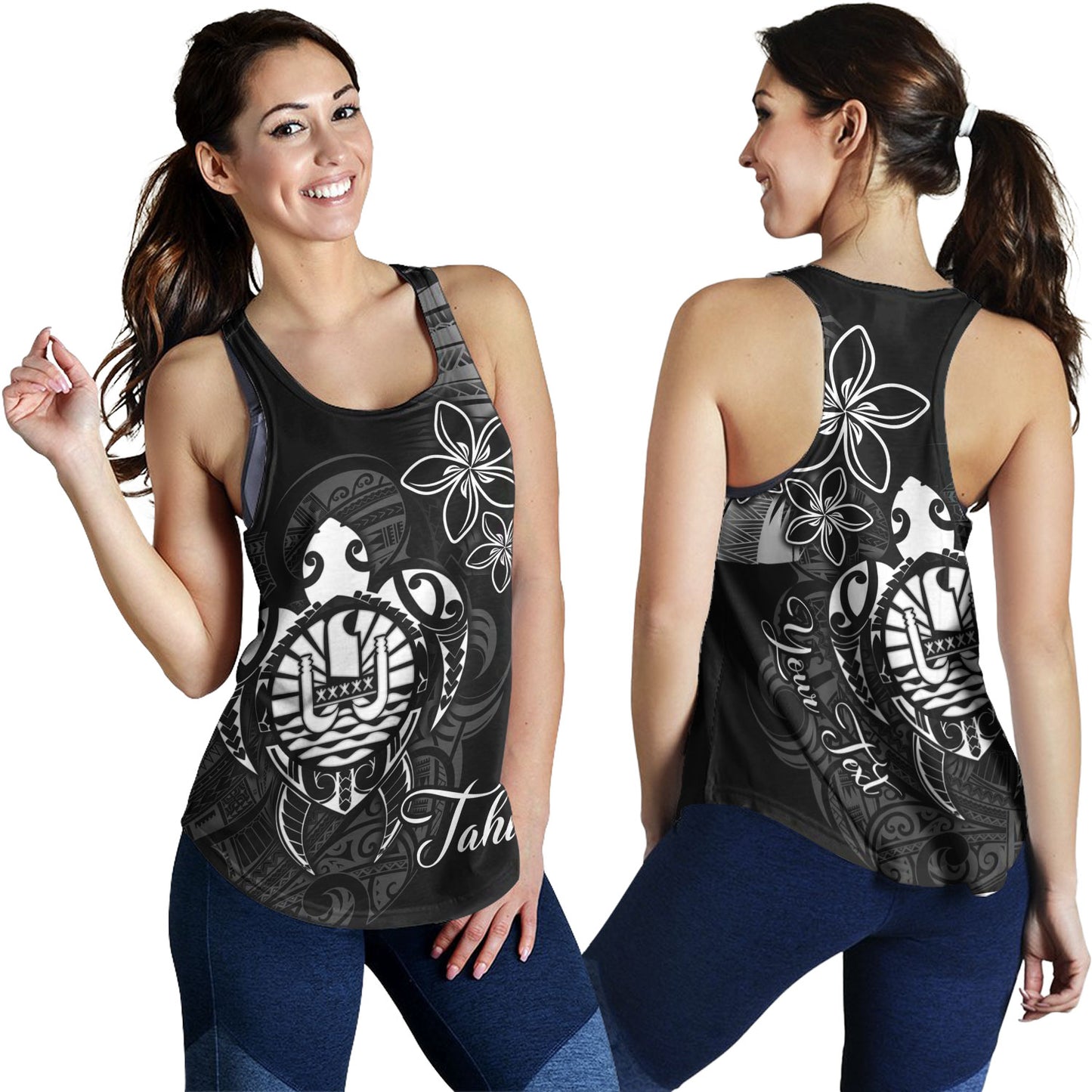 French Polynesia Custom Personalised Women Tank Seal Turtle Plumeria Tribal Patterns