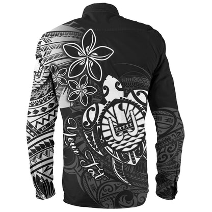 French Polynesia Custom Personalised Long Sleeve Shirt Seal Turtle Plumeria Tribal Patterns