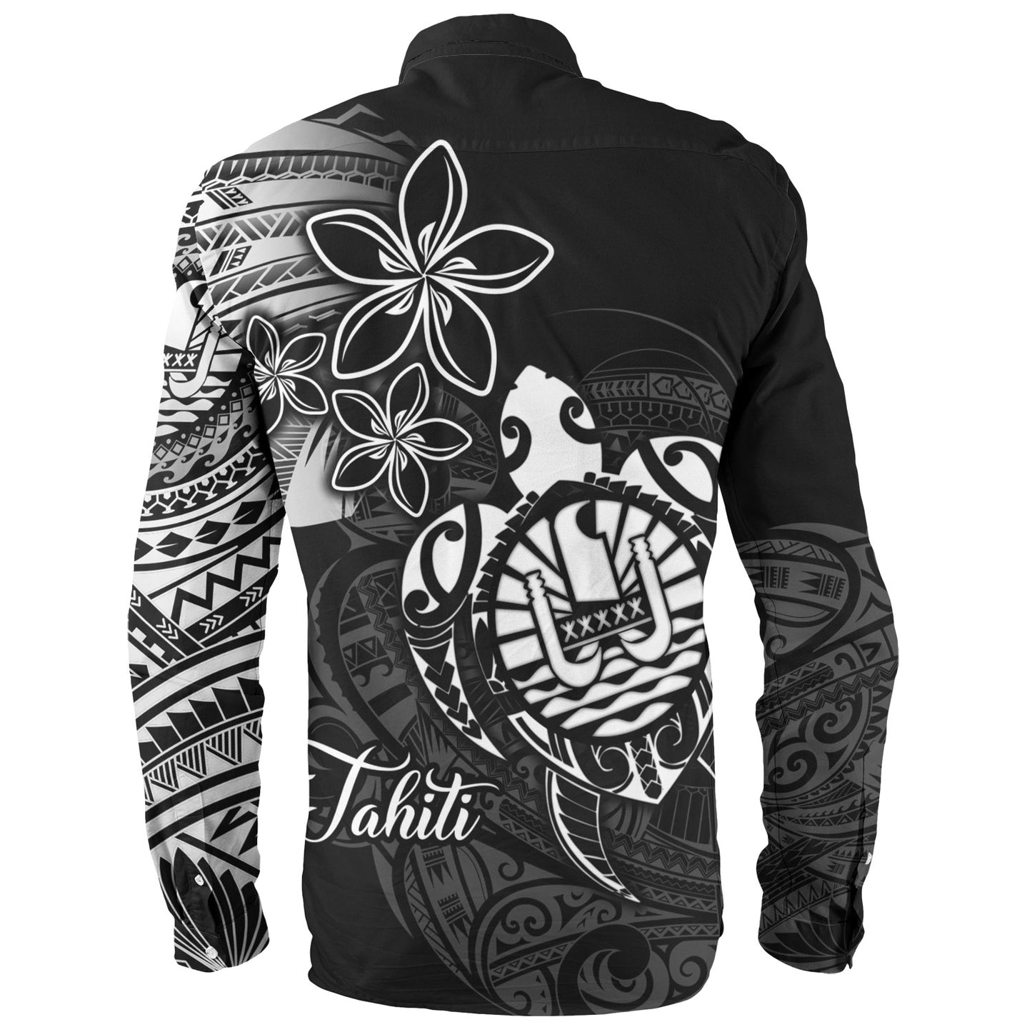 French Polynesia Custom Personalised Long Sleeve Shirt Seal Turtle Plumeria Tribal Patterns