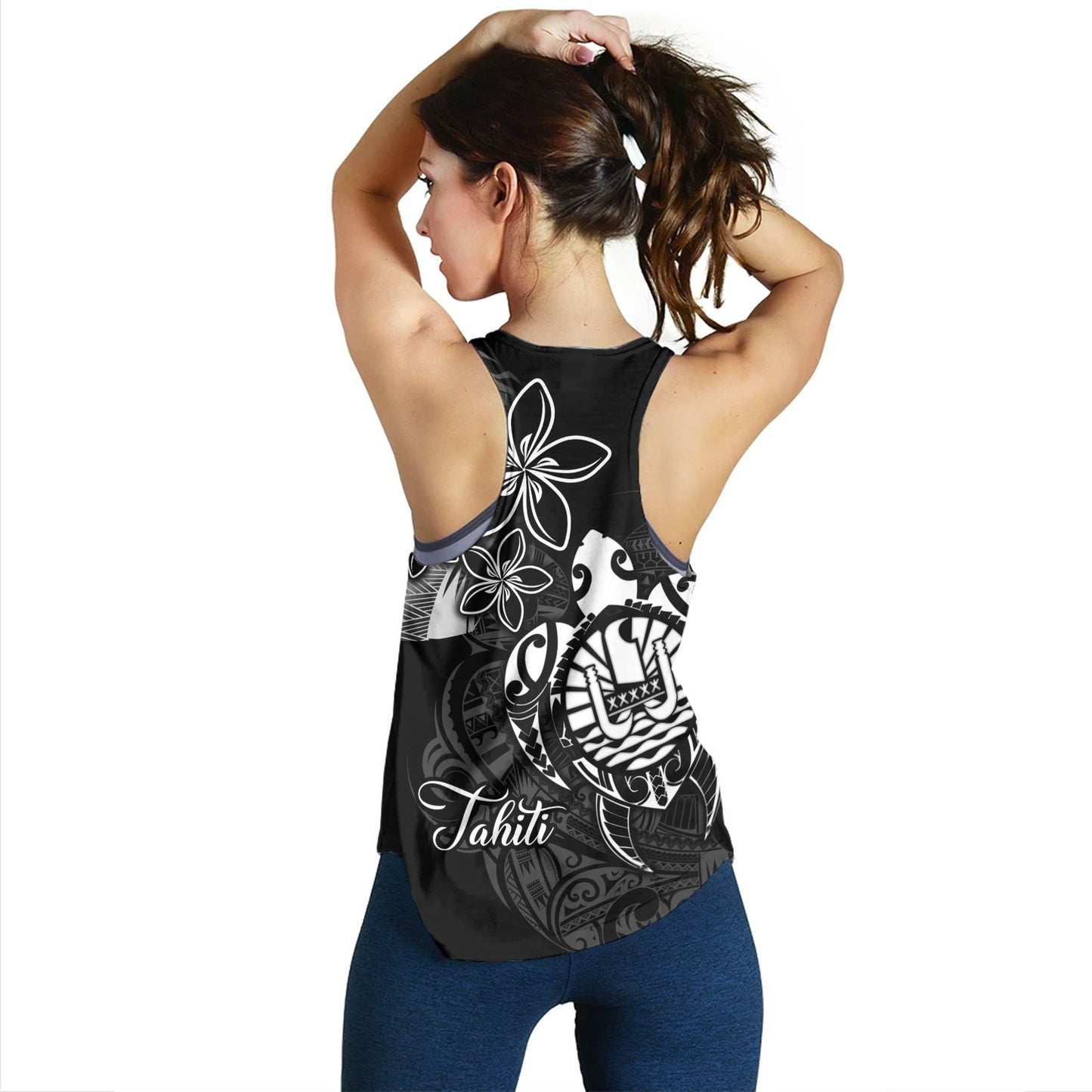 French Polynesia Custom Personalised Women Tank Seal Turtle Plumeria Tribal Patterns