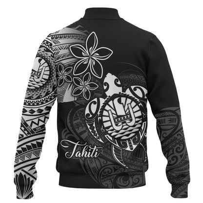 French Polynesia Custom Personalised Baseball Jacket Seal Turtle Plumeria Tribal Patterns