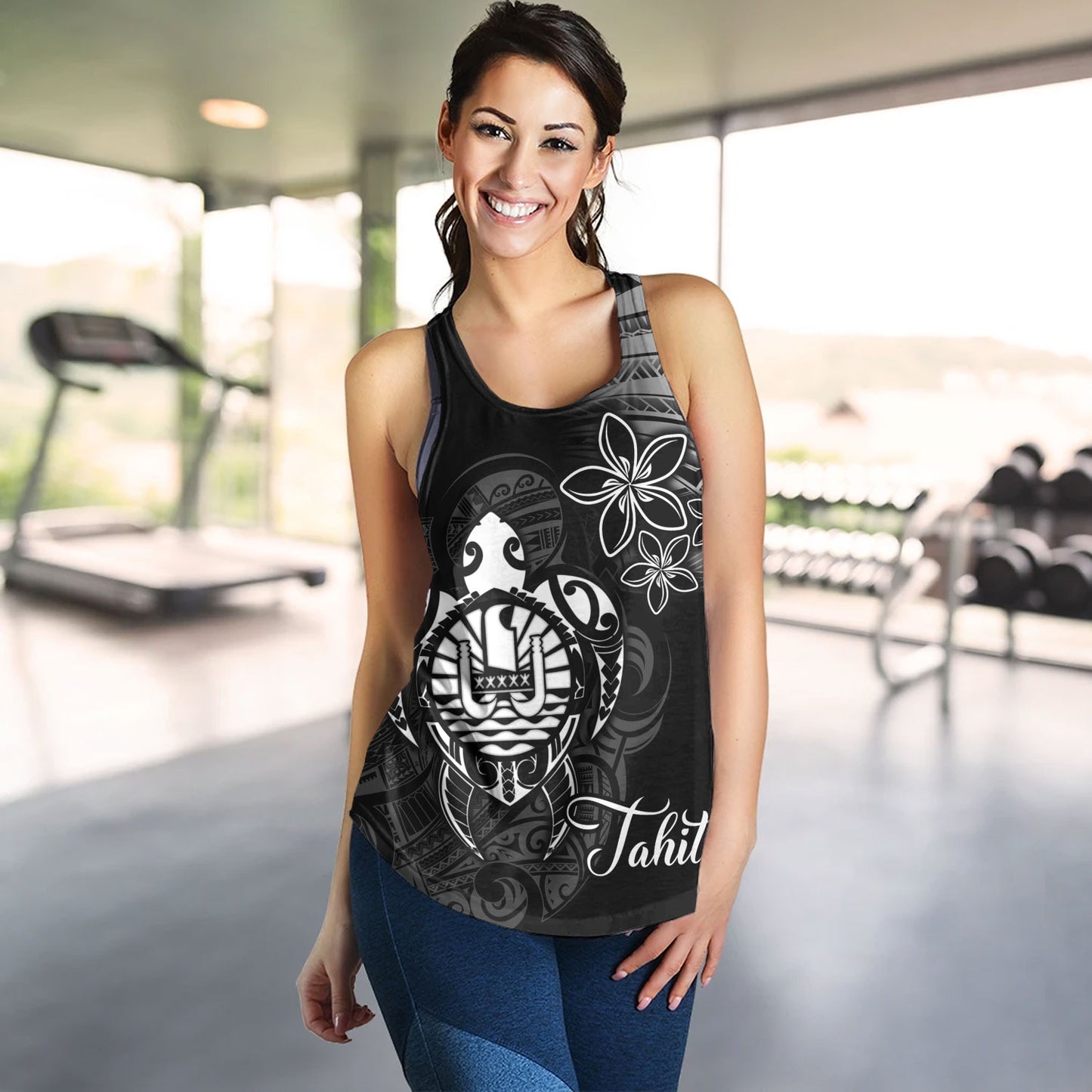French Polynesia Custom Personalised Women Tank Seal Turtle Plumeria Tribal Patterns