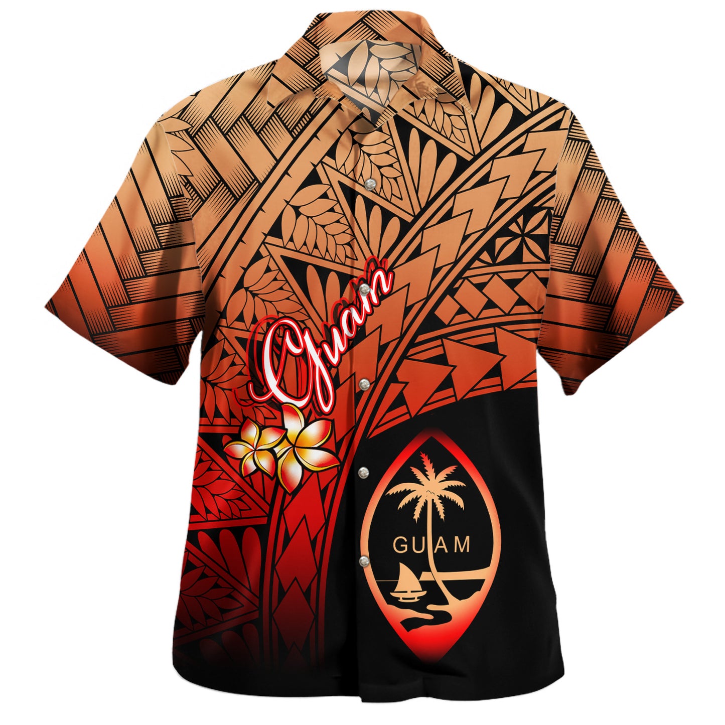 Guam Hawaiian Shirt Plumeria Tattoo Tribal