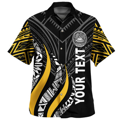 American Samoa Custom Personalised Hawaiian Shirt Strong Fire Pattern Gold