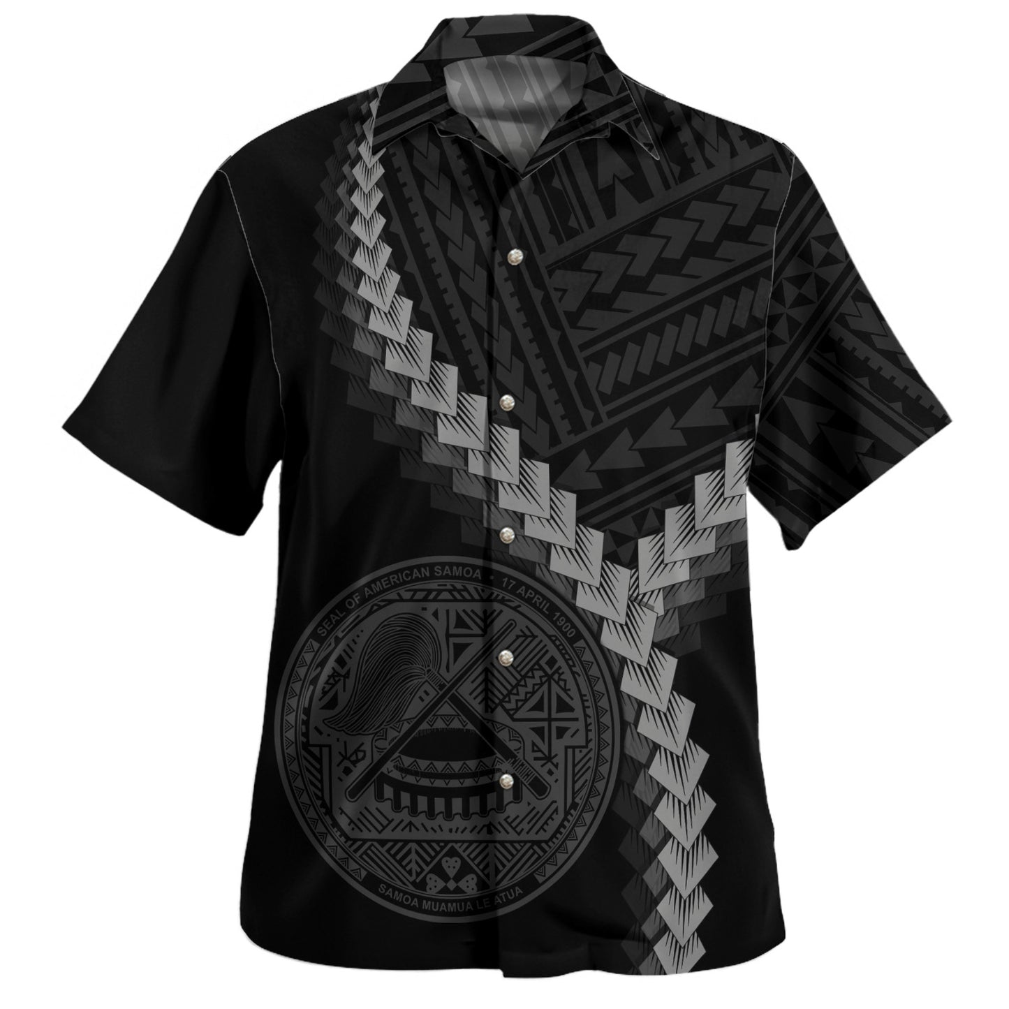 American Samoa Hawaiian Shirt Coat Of Arm Polynesian Tattoo Style