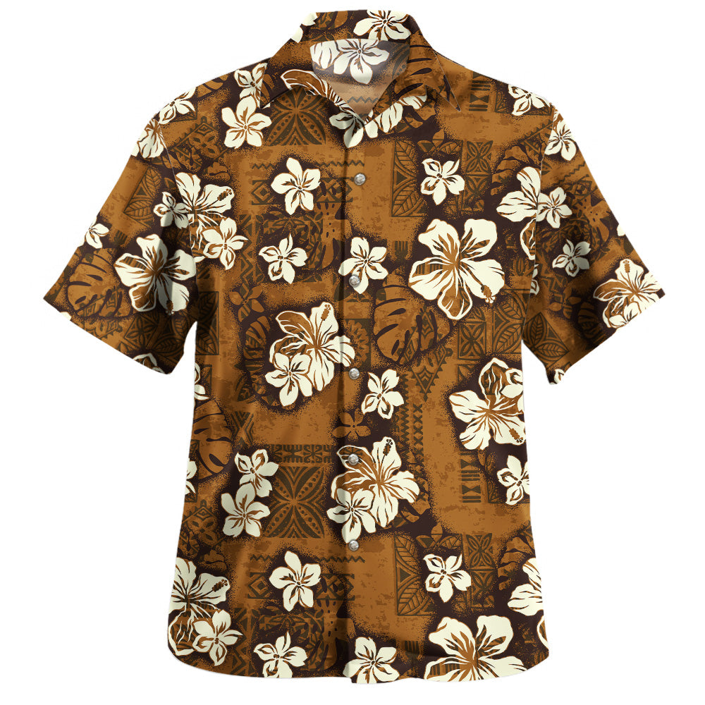 Hawaii Hawaiian Shirt Polynesian Tribal And Hibiscus Vintage