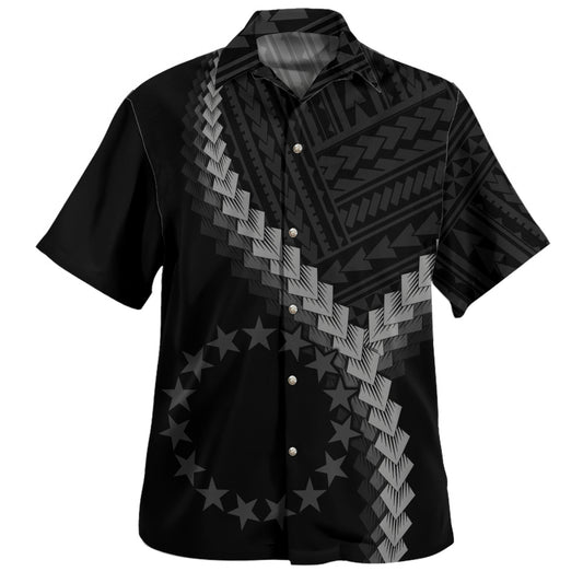 Cook Islands Hawaiian Shirt Coat Of Arm Polynesian Tattoo Style