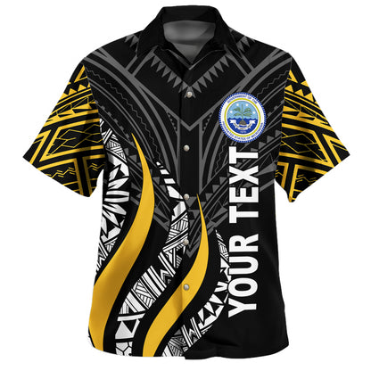 Federated States Of Micronesia Custom Personalised Hawaiian Shirt Strong Fire Pattern Gold