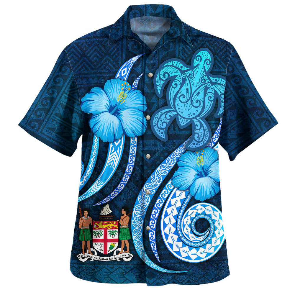 Fiji Hawaiian Shirt Custom Personalised Turtle and Tribal Tattoo Of Polynesian