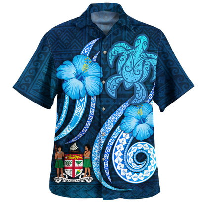 Fiji Hawaiian Shirt Custom Personalised Turtle and Tribal Tattoo Of Polynesian