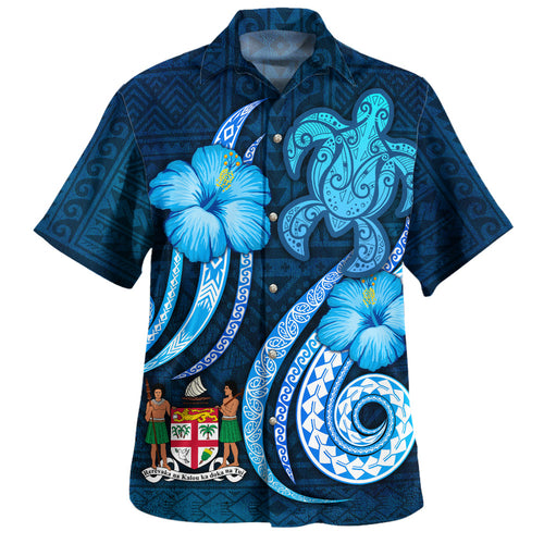Fiji Hawaiian Shirt Custom Personalised Turtle and Tribal Tattoo Of Polynesian